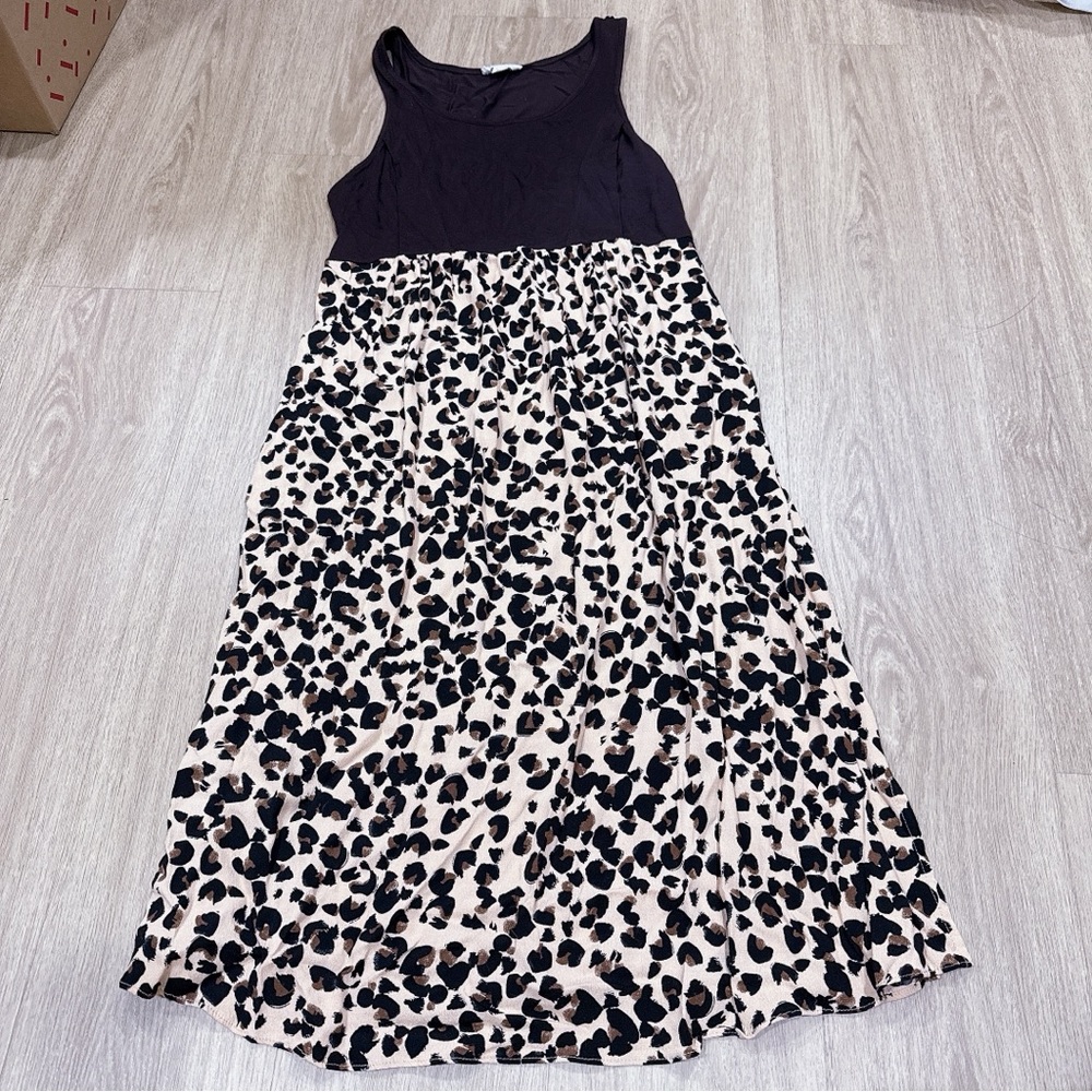 Seraphine Black and Cream Leopard Midi Dress